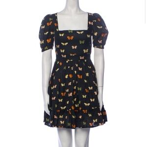 Butterfly Print Black Dress Agua Bendita xs